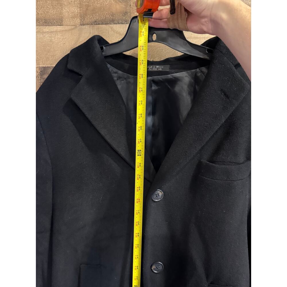 Vintage Chaps Ralph Lauren Men's Black Wool 3-Button Long Overcoat Topcoat - Picture 8 of 9